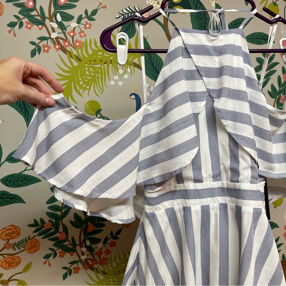 Lulu’s The Wind Is Right Blue and White Striped Off-the-Shoulder Dress *NWT* - Picture 6 of 11